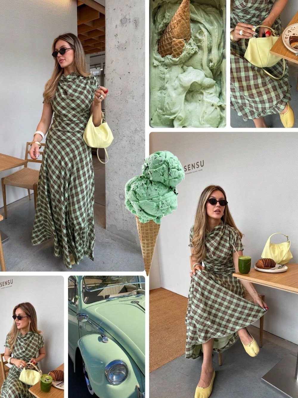 Spring/Summer New Fashion French Elegant Retro Turtleneck Classic Plaid